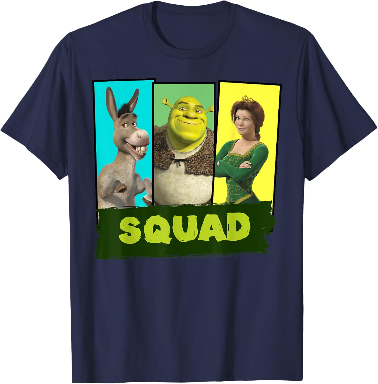 Shrek Squad Group Shot Panel Lineup Poster T-Shirt - T-Shirt | Navy