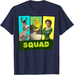 Shrek Squad Group Shot Panel Lineup Poster T-Shirt - T-Shirt | Navy