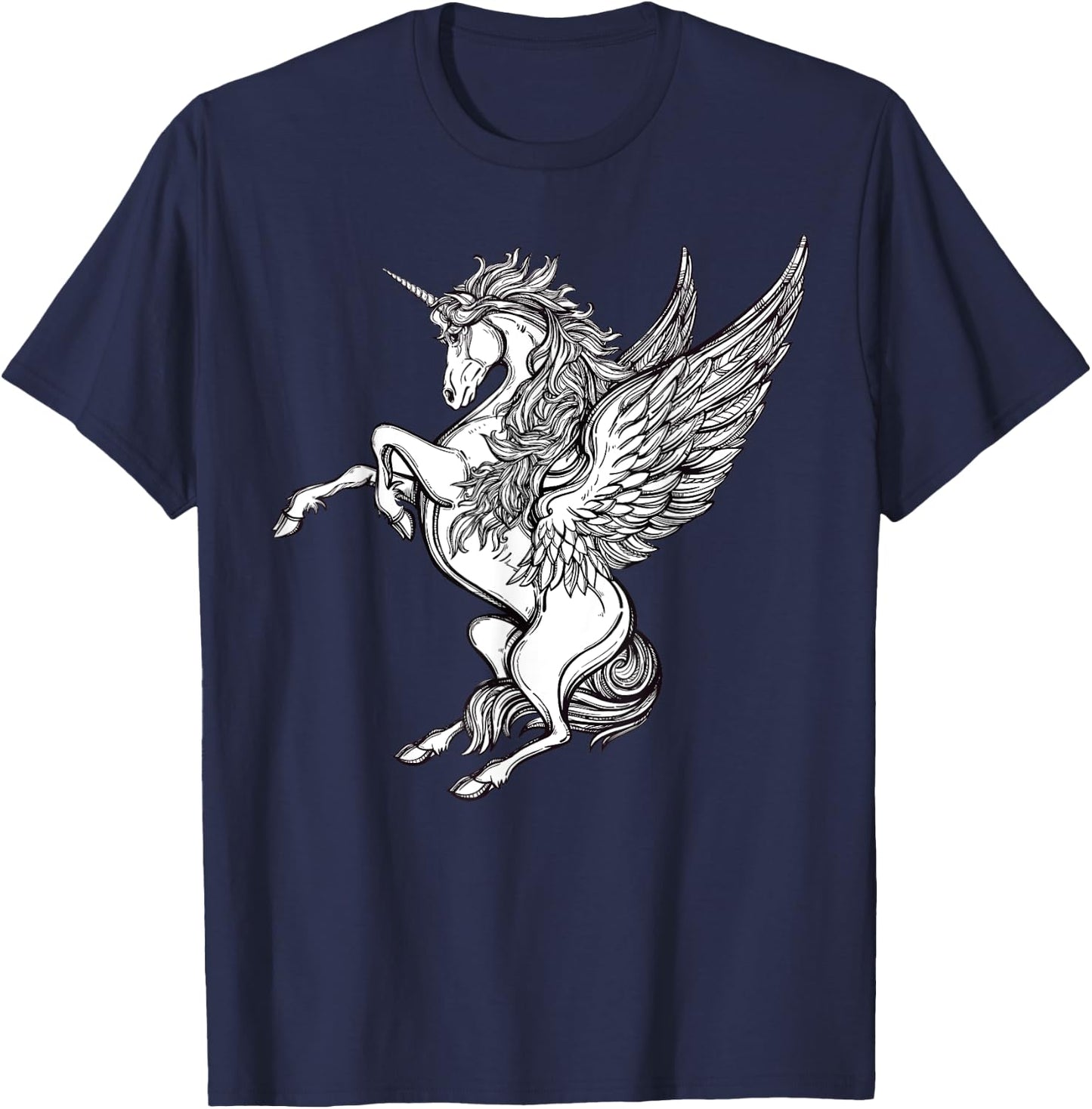 Victorian Unicorn - Magic Fairy Pegasus Engraving T-Shirt - T-Shirt | Navy