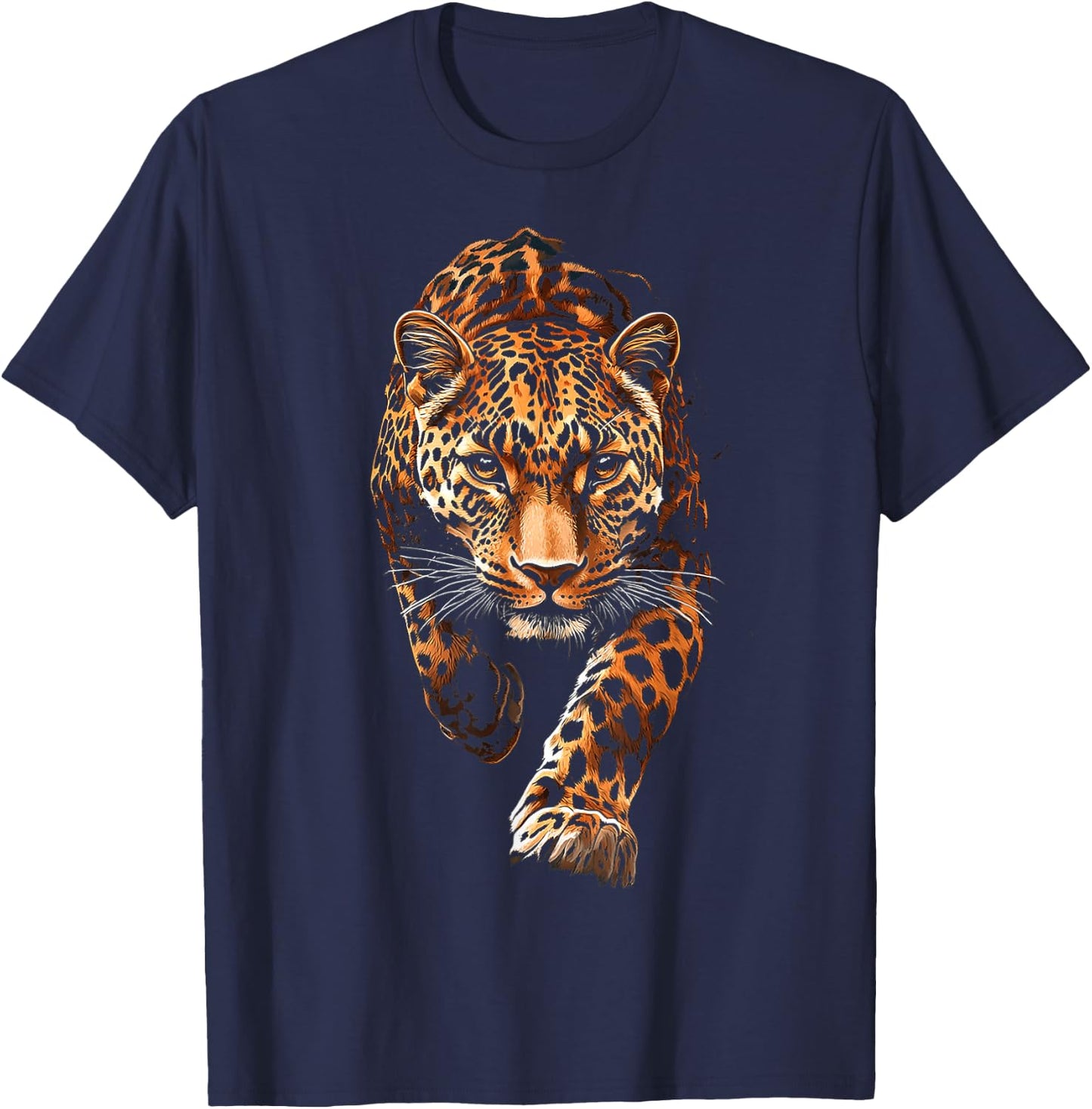 Leopard Animal Graphic Illustration Leopard T-Shirt - T-Shirt | Navy