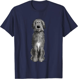 Happy Irish Wolfhound Cartoon Dog Breed T-Shirt - T-Shirt | Navy