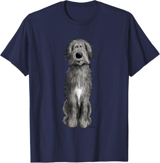 Happy Irish Wolfhound Cartoon Dog Breed T-Shirt - T-Shirt | Navy