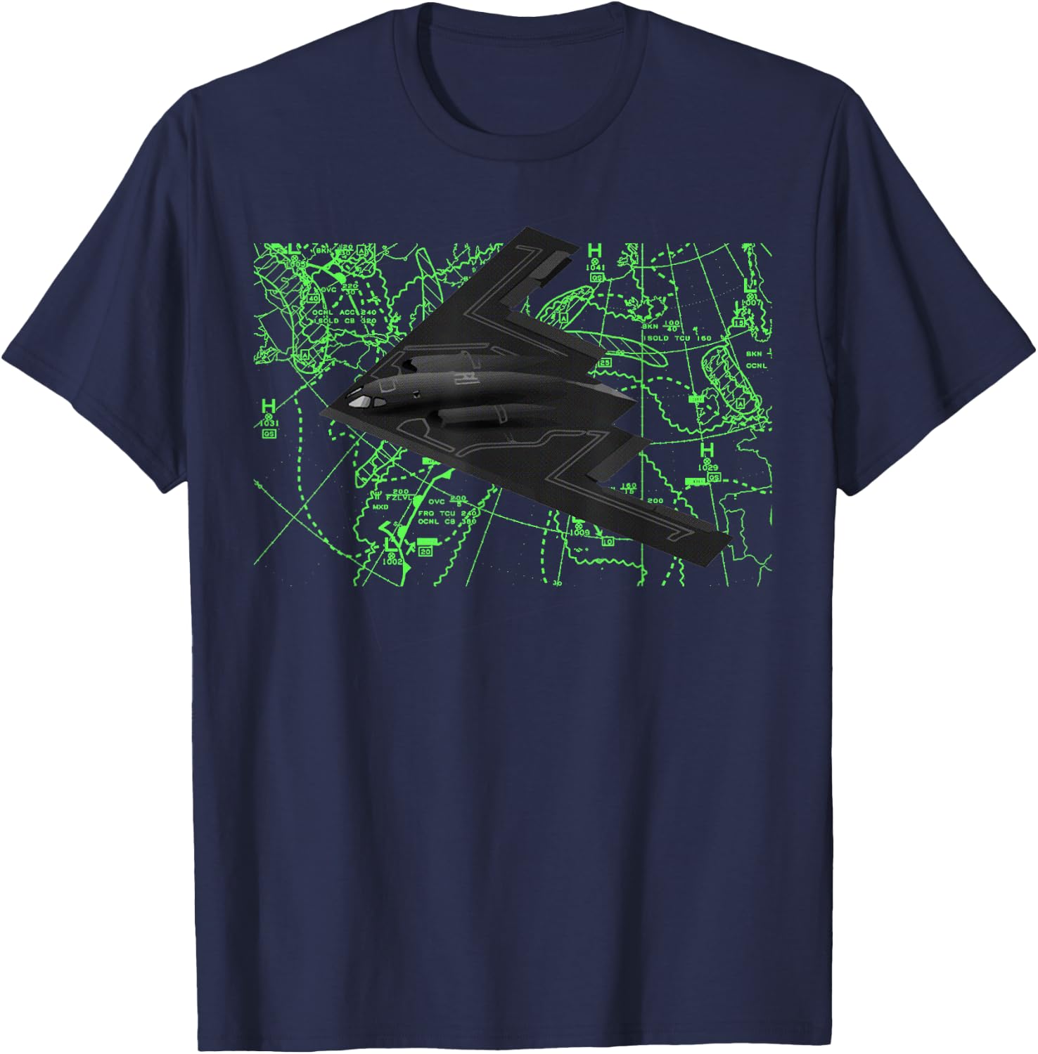 B-2 Stealth Spirit Bomber American Strategic Aircraft AV T-Shirt - T-Shirt | Navy