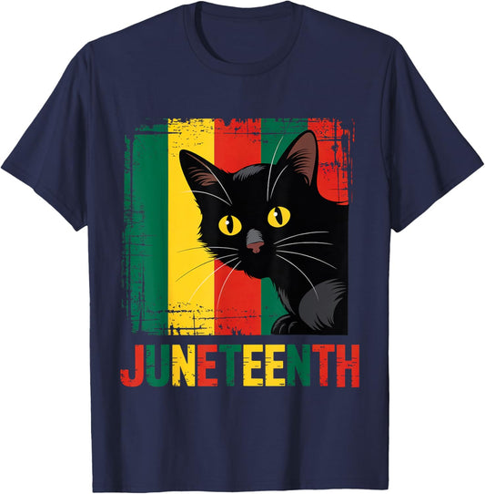 Juneteenth Cat Lovers Celebrating Black Freedom Day 1865 T-Shirt - T-Shirt | Navy