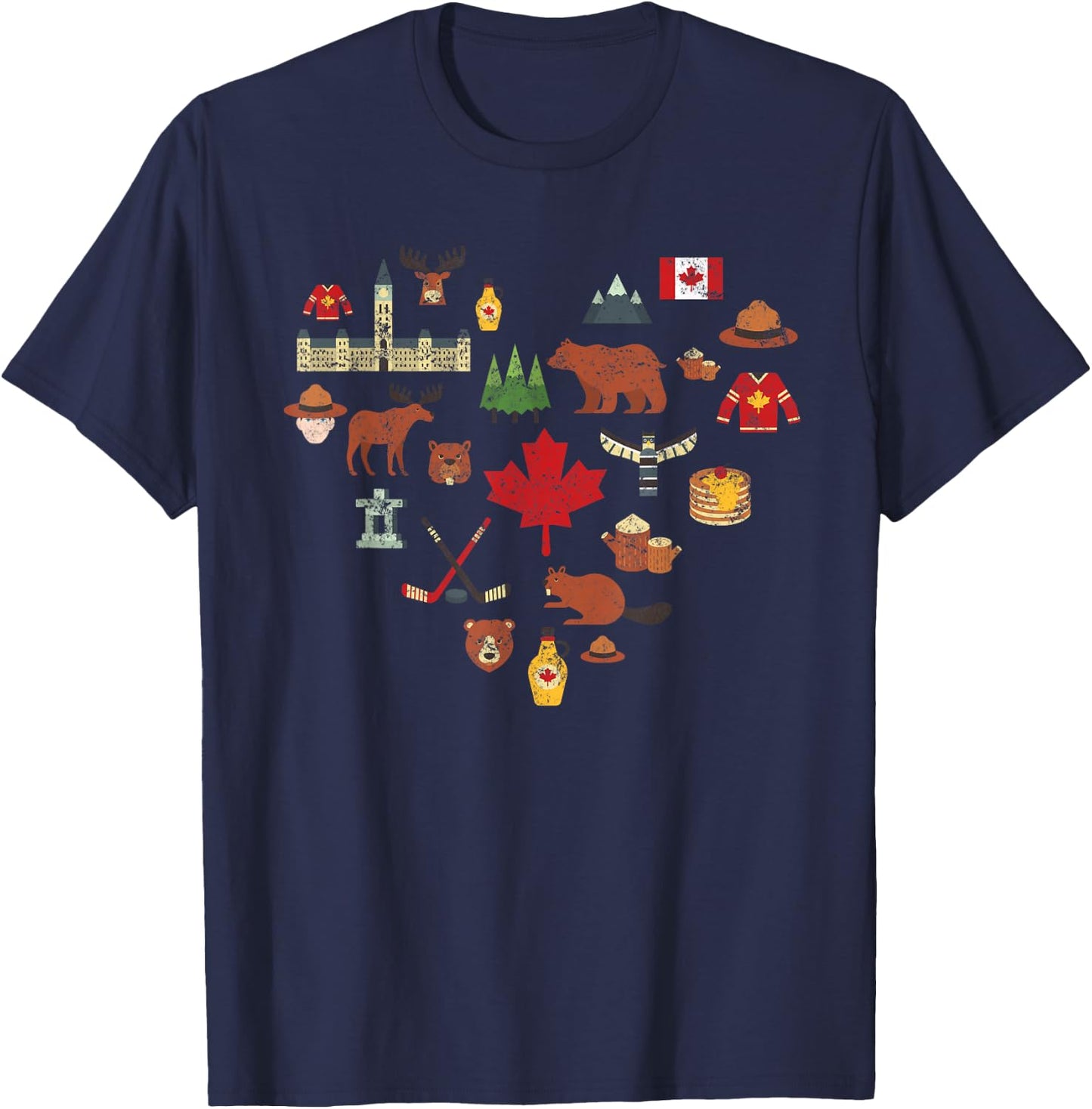 Canadian Vintage Symbols Canada Flag Maple Leaf RCMP T-Shirt - T-Shirt | Navy