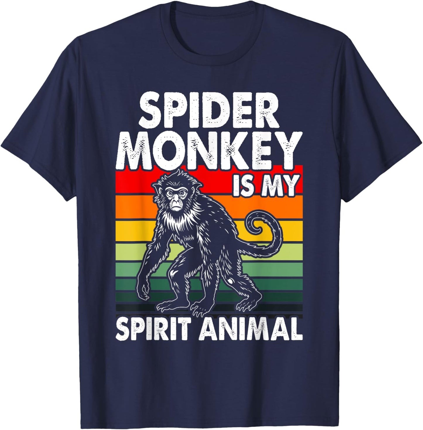 Spider Monkey Retro Vintage T-Shirt - T-Shirt | Navy