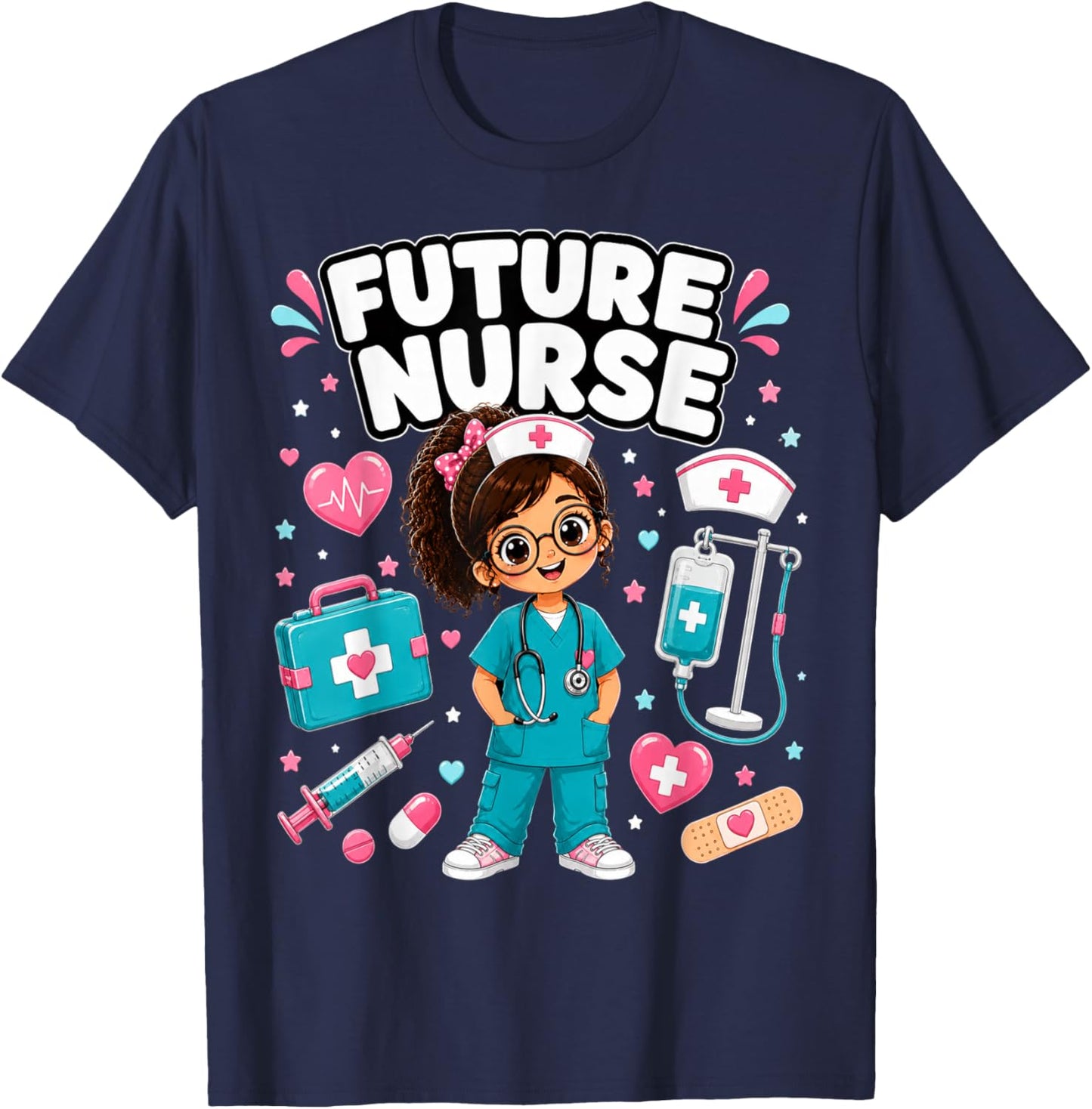 Future Nurse Cute Girl Medical Career Gifts for Girls Kids T-Shirt - T-Shirt | Navy