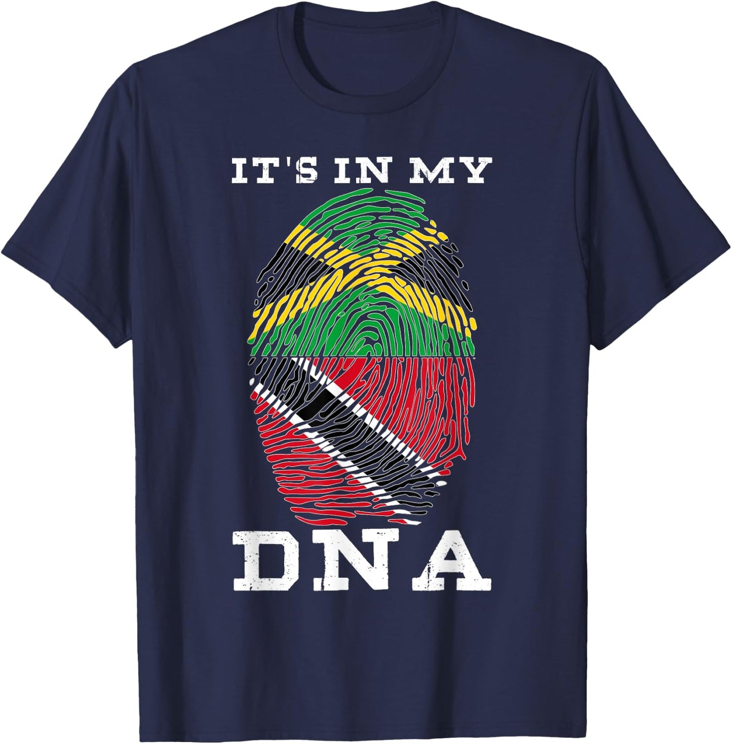 Trinidadian Plus Jamaican Mix DNA Flag Heritage Pride Gifts T-Shirt - T-Shirt | Navy