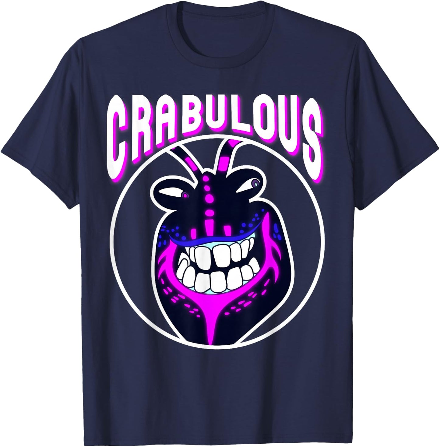 Disney Moana Tamatoa Crabulous Neon Face Circle Portrait Small T-Shirt - T-Shirt | Navy
