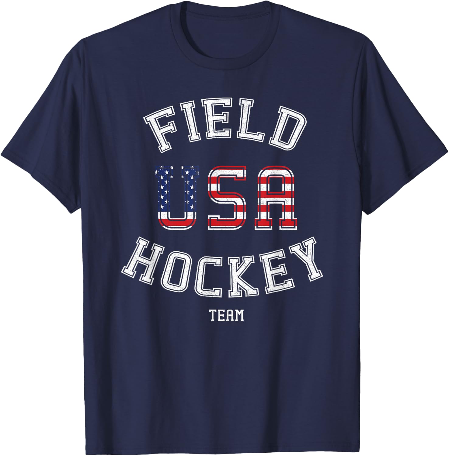 American Flag USA Field Hockey Player Gift Kids Men T-Shirt - T-Shirt | Navy
