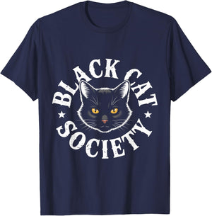 Black Cat Society Halloween Witch Cat Lovers T-Shirt - T-Shirt | Navy