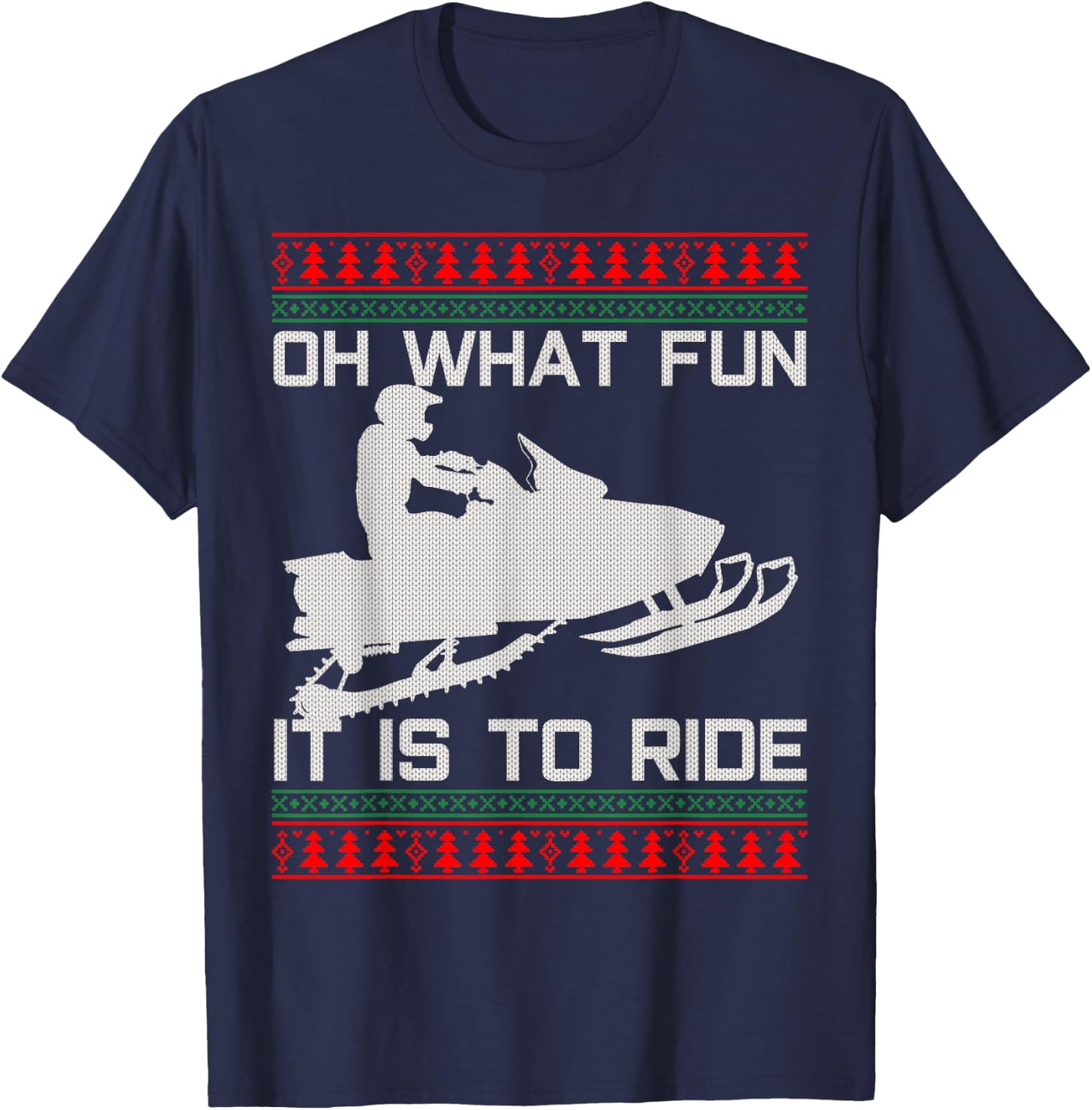 Snowmobile Ugly Christmas Christmas Funny Gift T-Shirt - T-Shirt | Navy