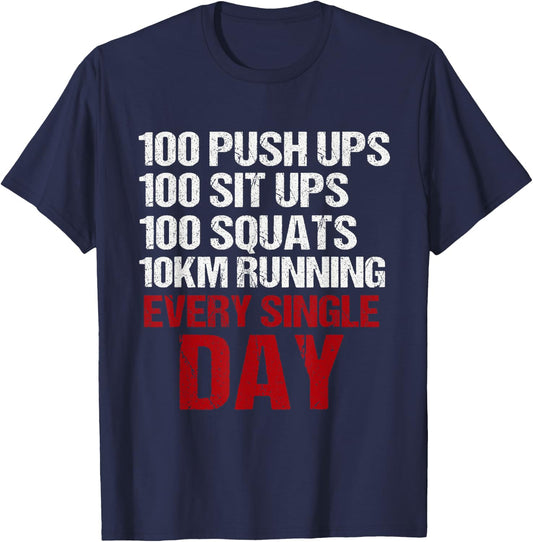 Push Ups Sit Ups Squats Running Bodybuilding Power gift T-Shirt - T-Shirt | Navy