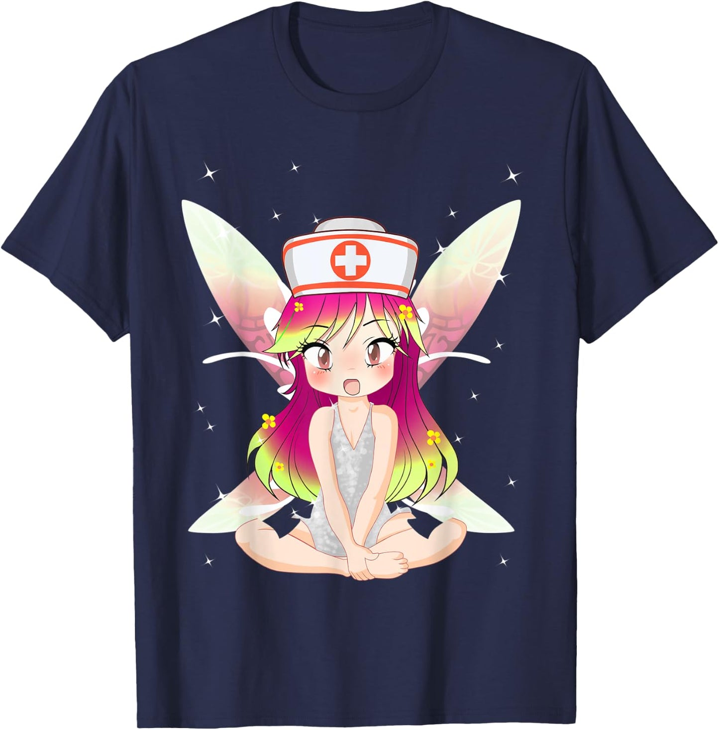 Anime Pixie Fairy Nurse Appreciation International Nurse Day T-Shirt - T-Shirt | Navy