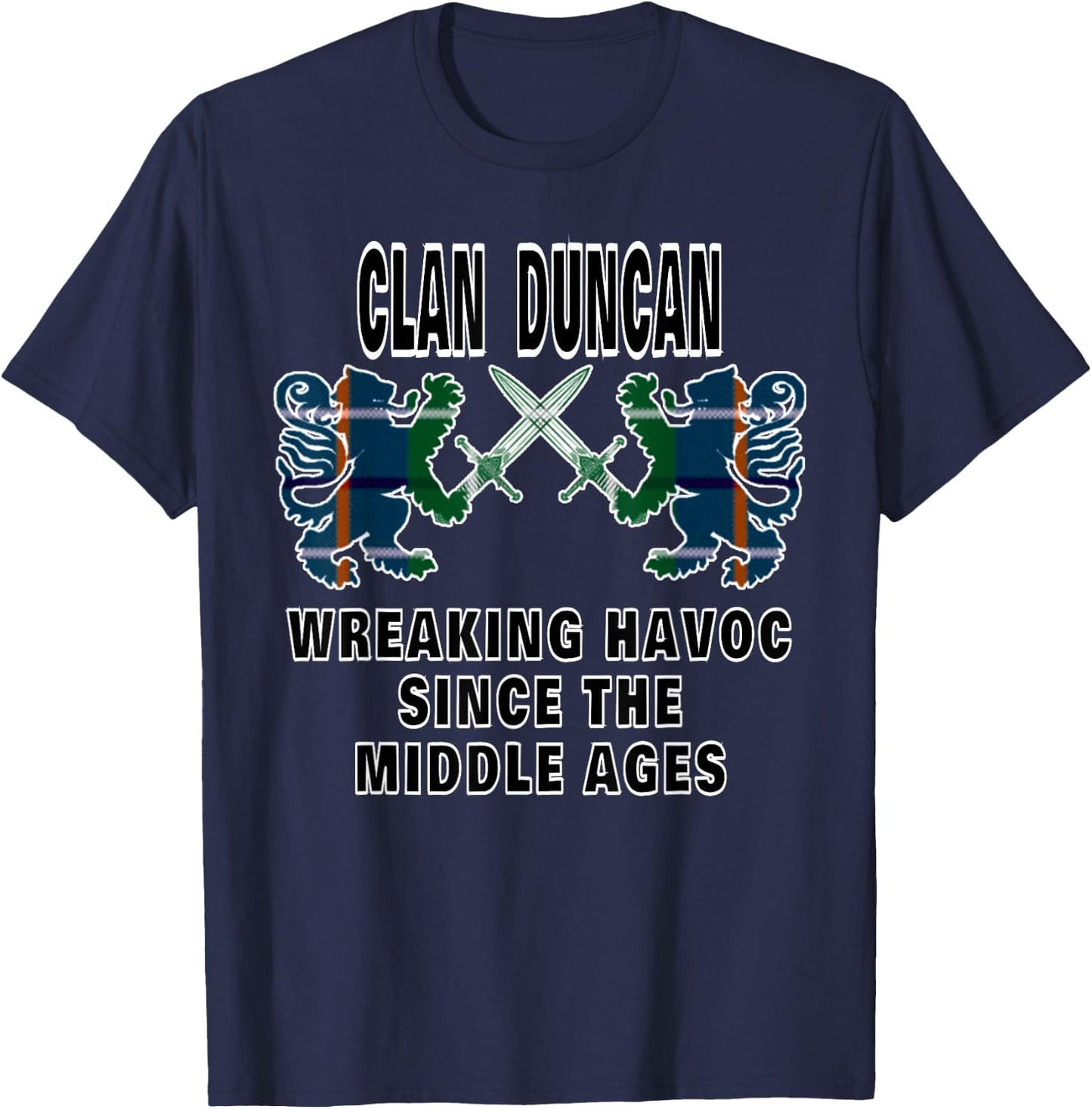 Duncan Scottish Tartan Scotland Family Clan Name T-Shirt - T-Shirt | Navy