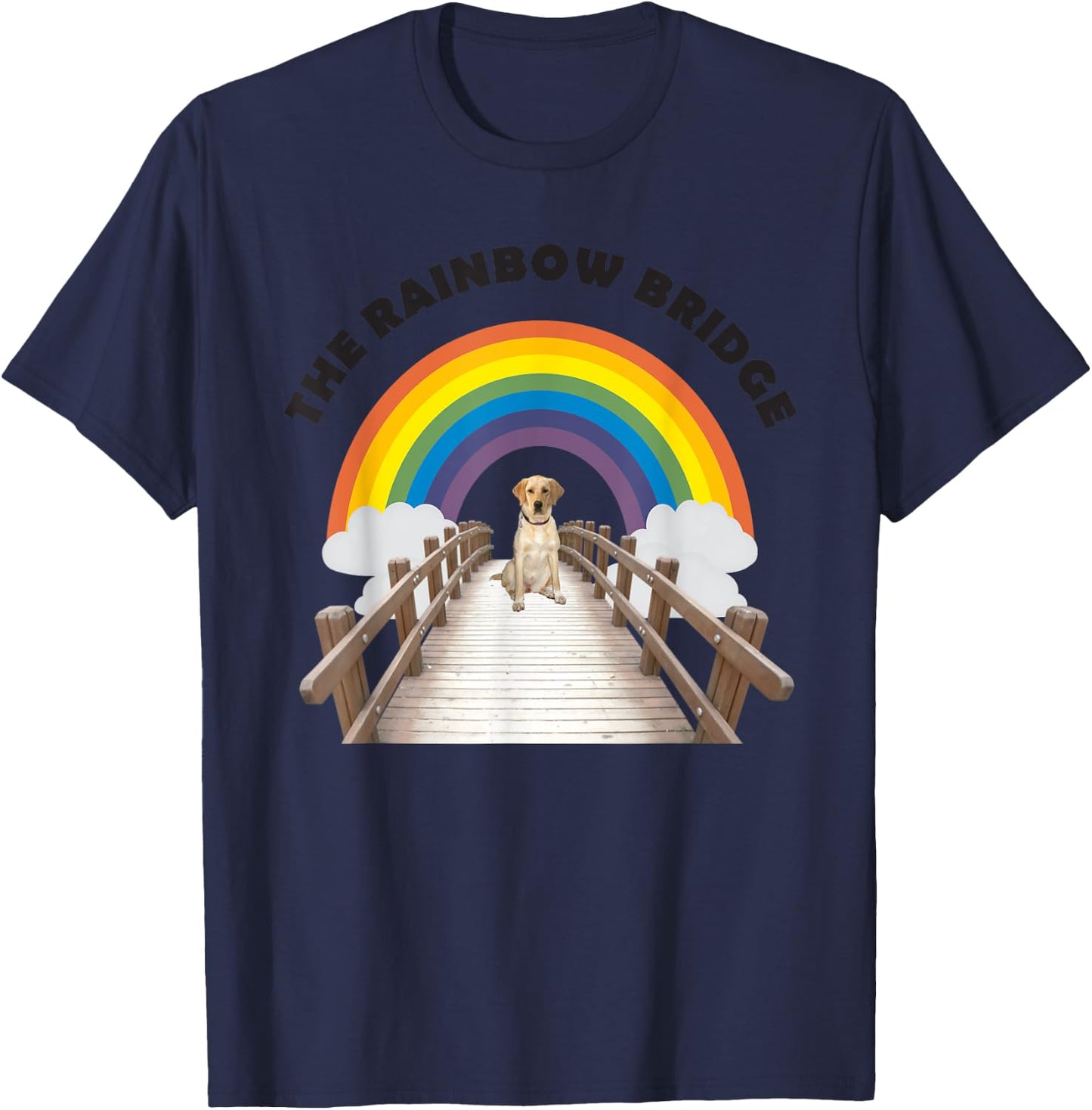 The Rainbow Bridge Yellow Labrador Retriever T-Shirt - T-Shirt | Navy