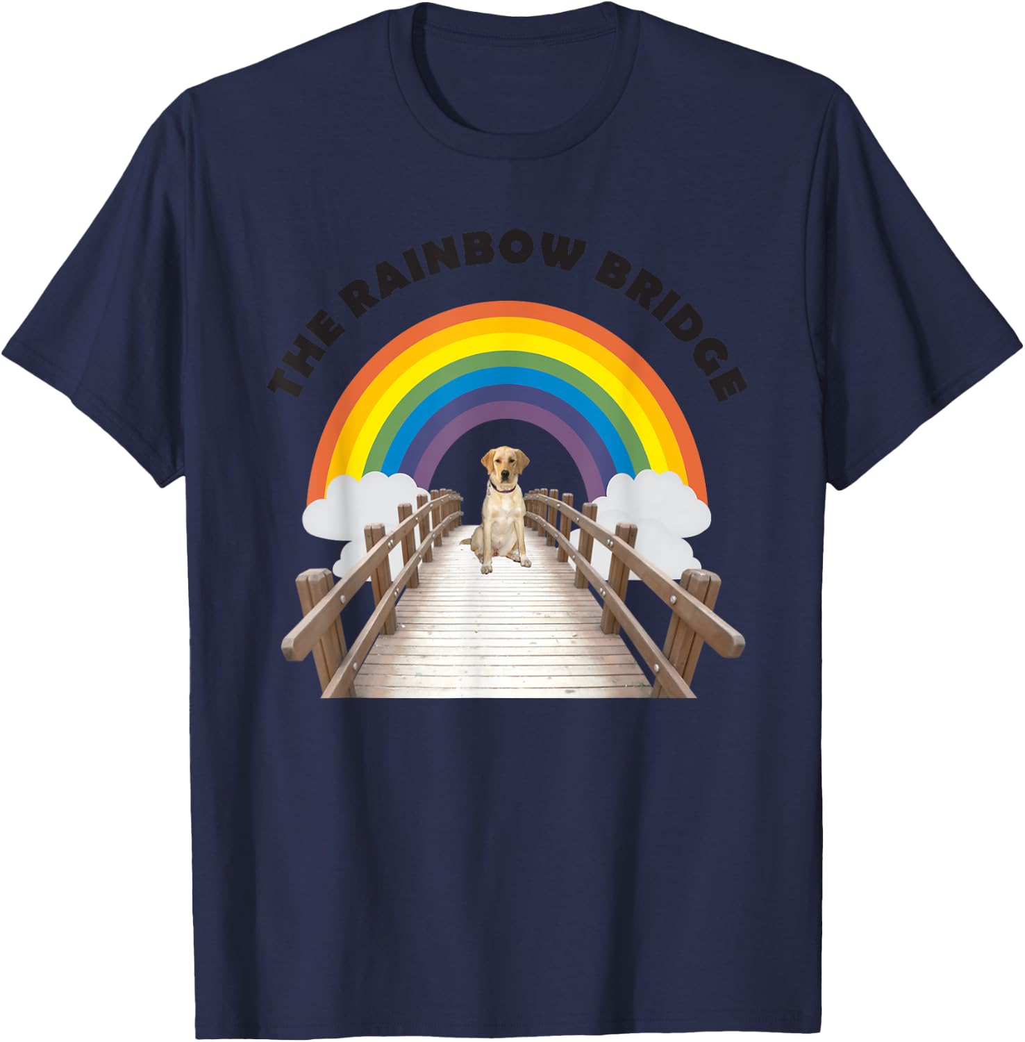 The Rainbow Bridge Yellow Labrador Retriever T-Shirt - T-Shirt | Navy