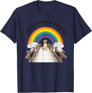 The Rainbow Bridge Yellow Labrador Retriever T-Shirt - T-Shirt | Navy