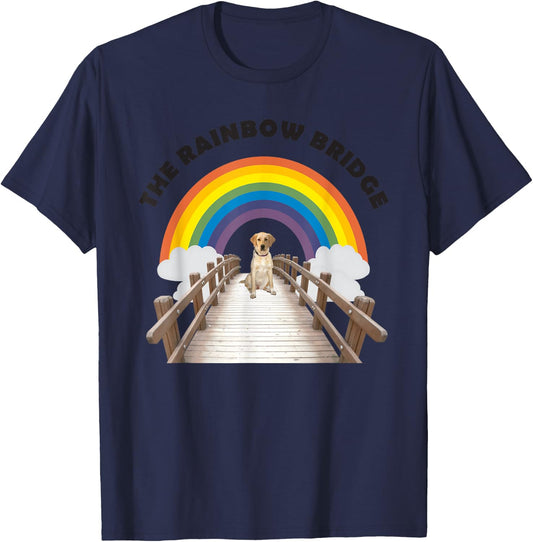 The Rainbow Bridge Yellow Labrador Retriever T-Shirt - T-Shirt | Navy