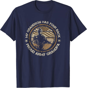 My Grandson Has Your Back Proud Army Grandpa Military Family T-Shirt - T-Shirt | Navy