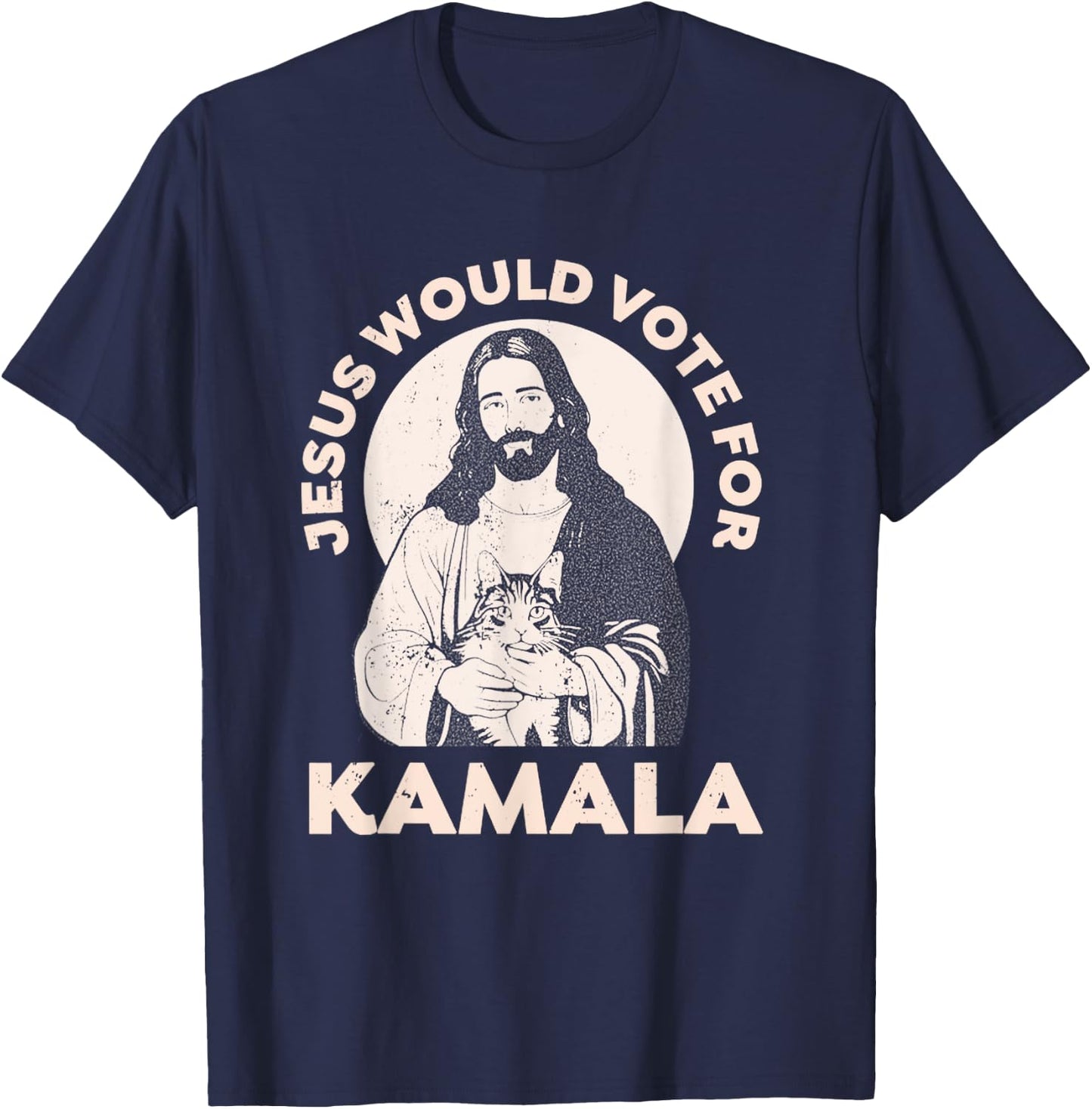 Jesus Would Vote For Kamala Harris 2024 Cat Lady T-Shirt - T-Shirt | Navy