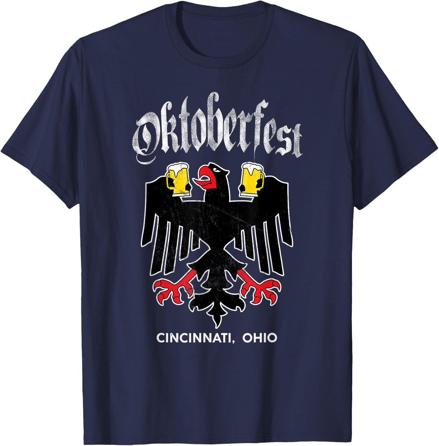 Cincinnati Oktoberfest German Eagle Drinking Buddy T-Shirt - T-Shirt | Navy