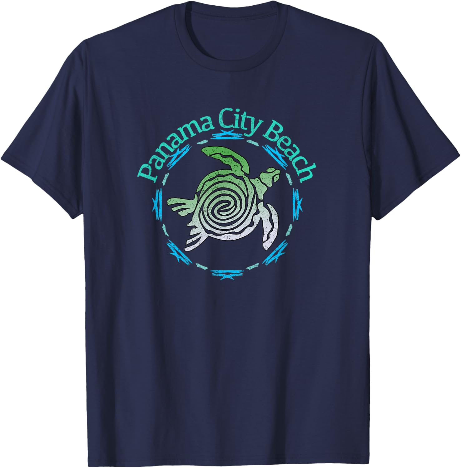 Panama City Beach Vintage Tribal Turtle T-Shirt - T-Shirt | Navy