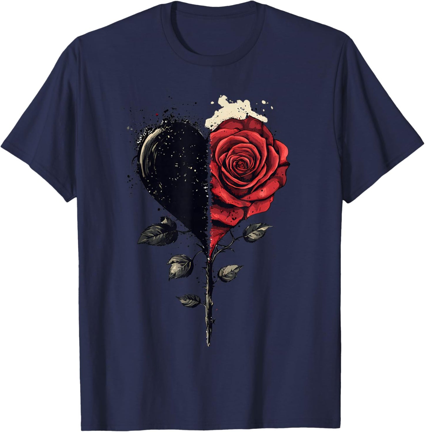 Red Rose Heart Flower Botanist Garden Gardening Flower Rose T-Shirt - T-Shirt | Navy