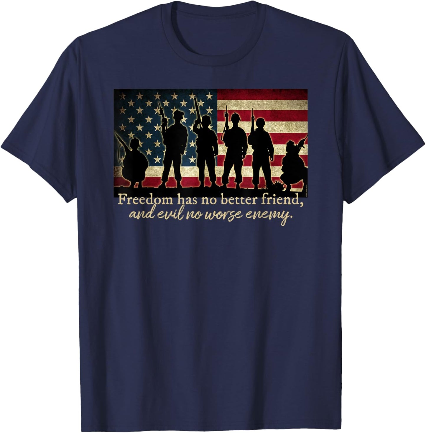 Patriotic Soldier Special Forces and Veterans American Flag Women Girls Kids Men T-Shirt - T-Shirt | Navy