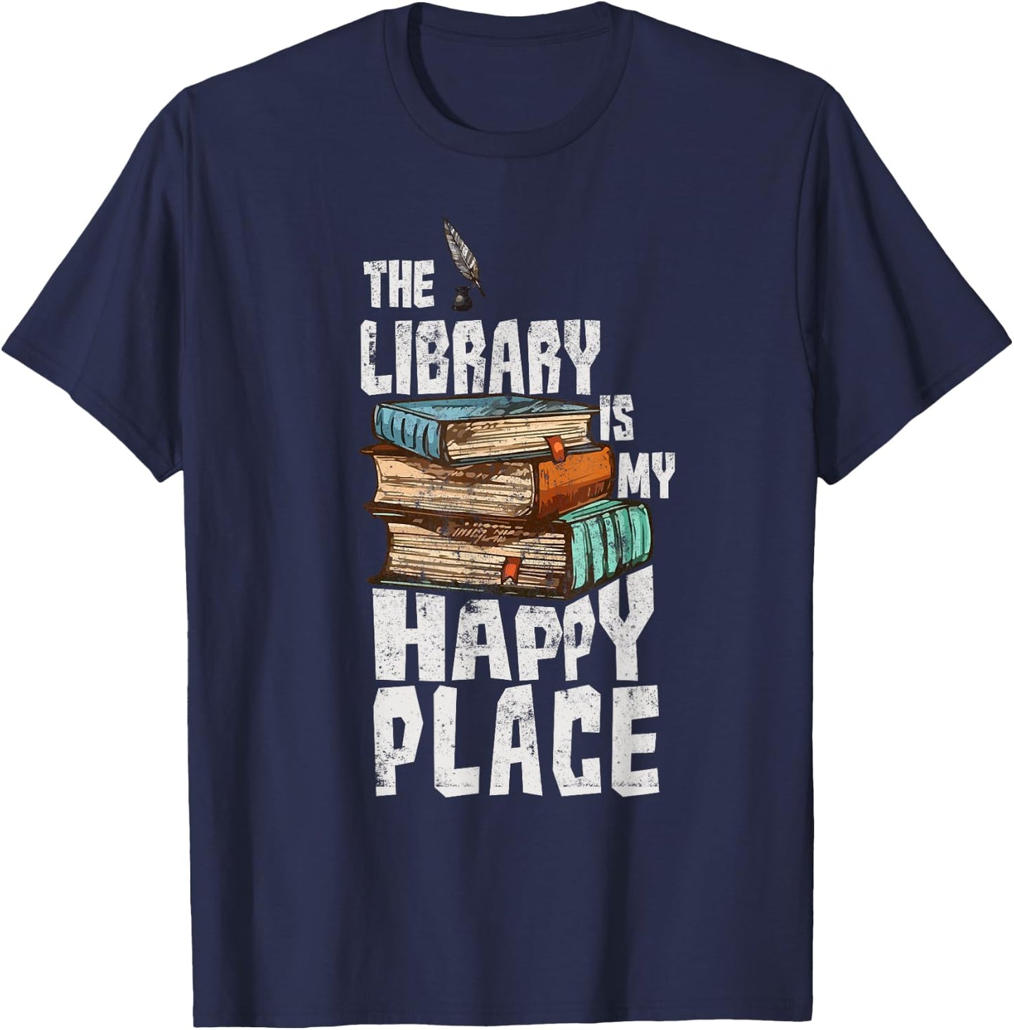 Librarian Shirt Funny Library Shirt Reading Book Lover Gift T-Shirt - T-Shirt | Navy