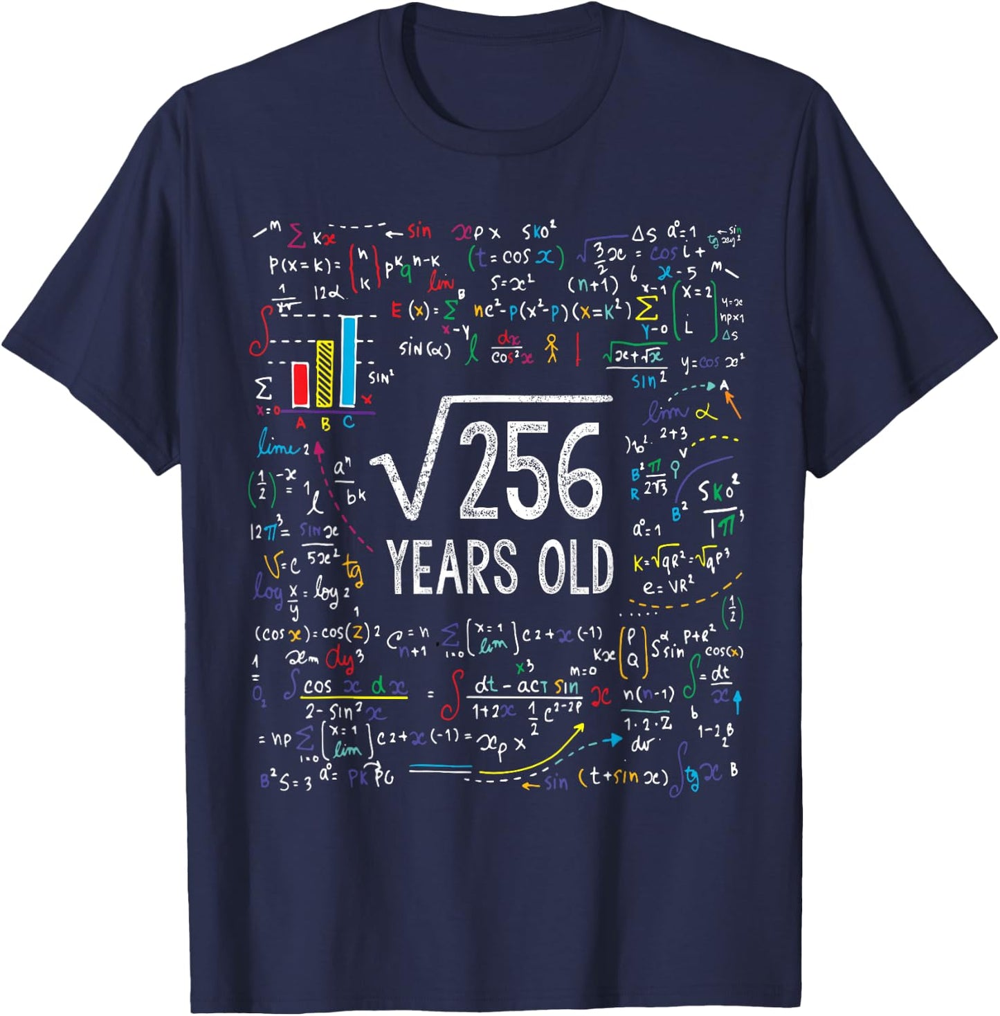 Square Root of 256 16th Birthday 16 Year Old Gifts Math Bday T-Shirt - T-Shirt | Navy