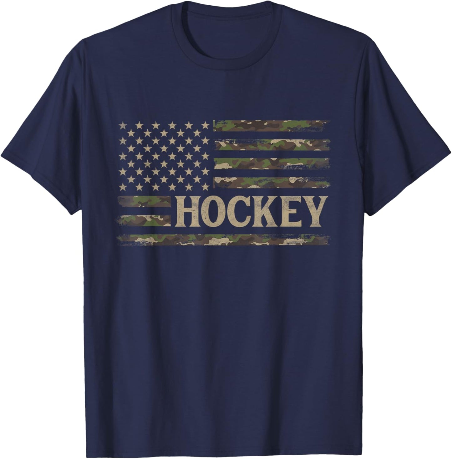 Camo Hockey Camourflage USA Flag Player Coach T-Shirt - T-Shirt | Navy