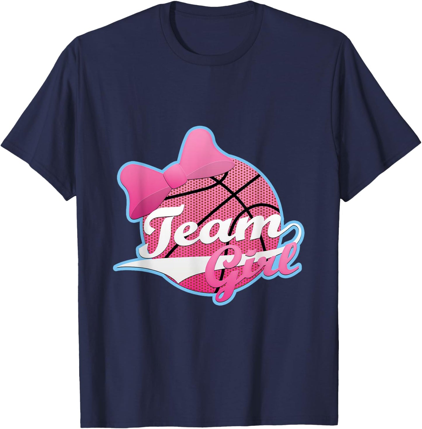 Gender Reveal Party | Team Pink, Girl, Basketball T shirt T-Shirt - T-Shirt | Navy