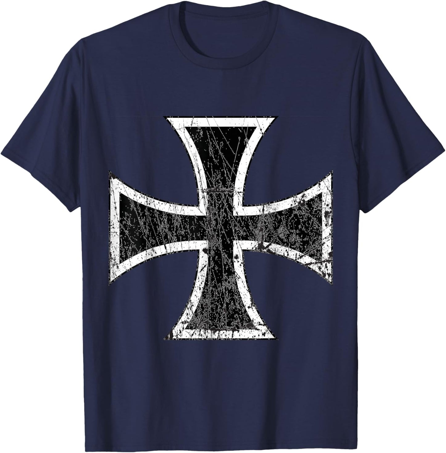 Distressed Iron Cross T-Shirt - T-Shirt | Navy