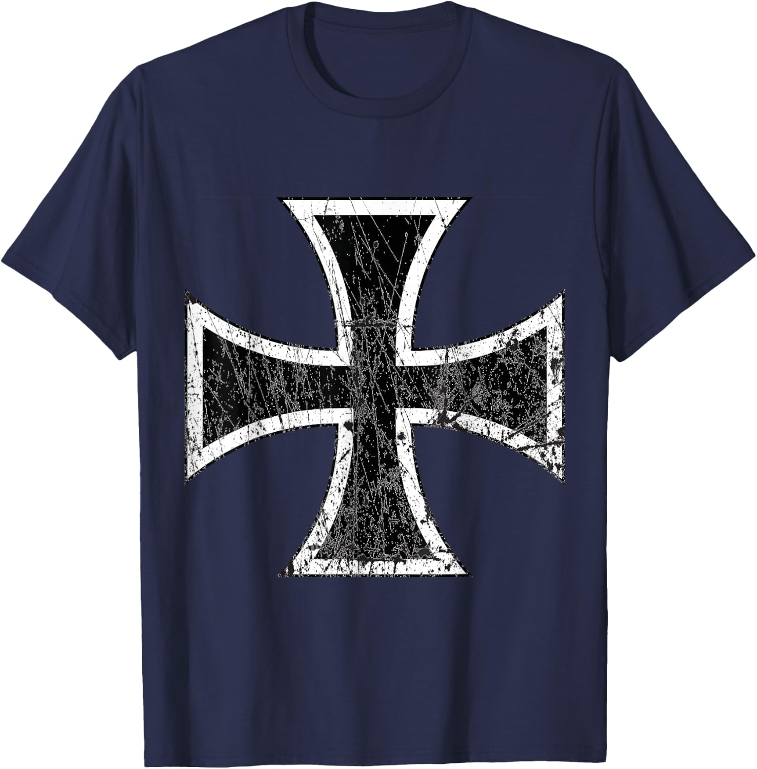 Distressed Iron Cross T-Shirt - T-Shirt | Navy