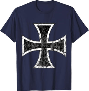 Distressed Iron Cross T-Shirt - T-Shirt | Navy