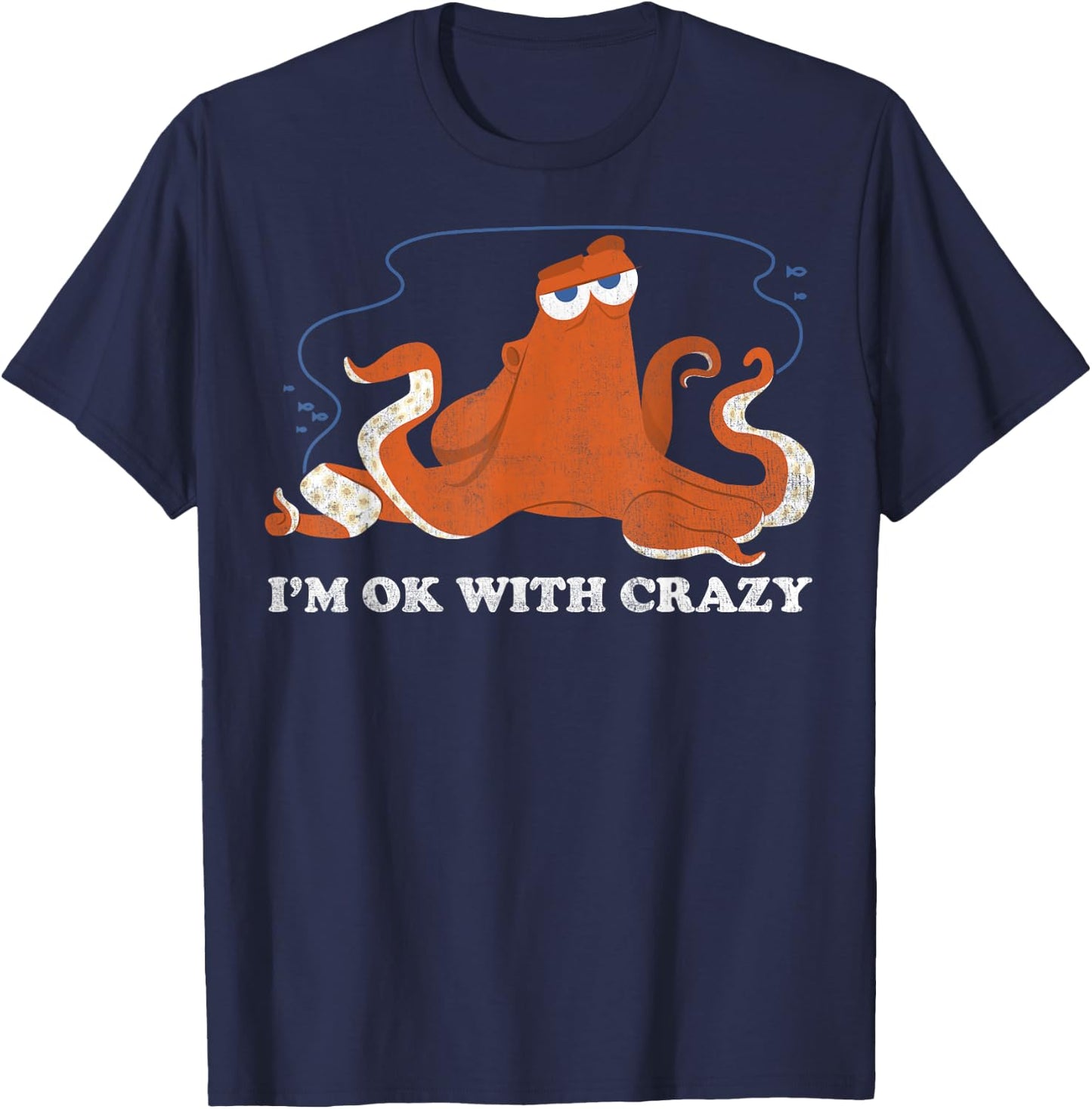 Disney Pixar Finding Dory Hank Ok With Crazy Bold Logo T-Shirt - T-Shirt | Navy