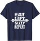 Eat Lift Sleep Repeat T-Shirt - T-Shirt | Navy