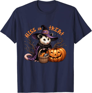 Hiss Or Treat Halloween Pumpkin Witch Opossum Scary Possum T-Shirt - T-Shirt | Navy