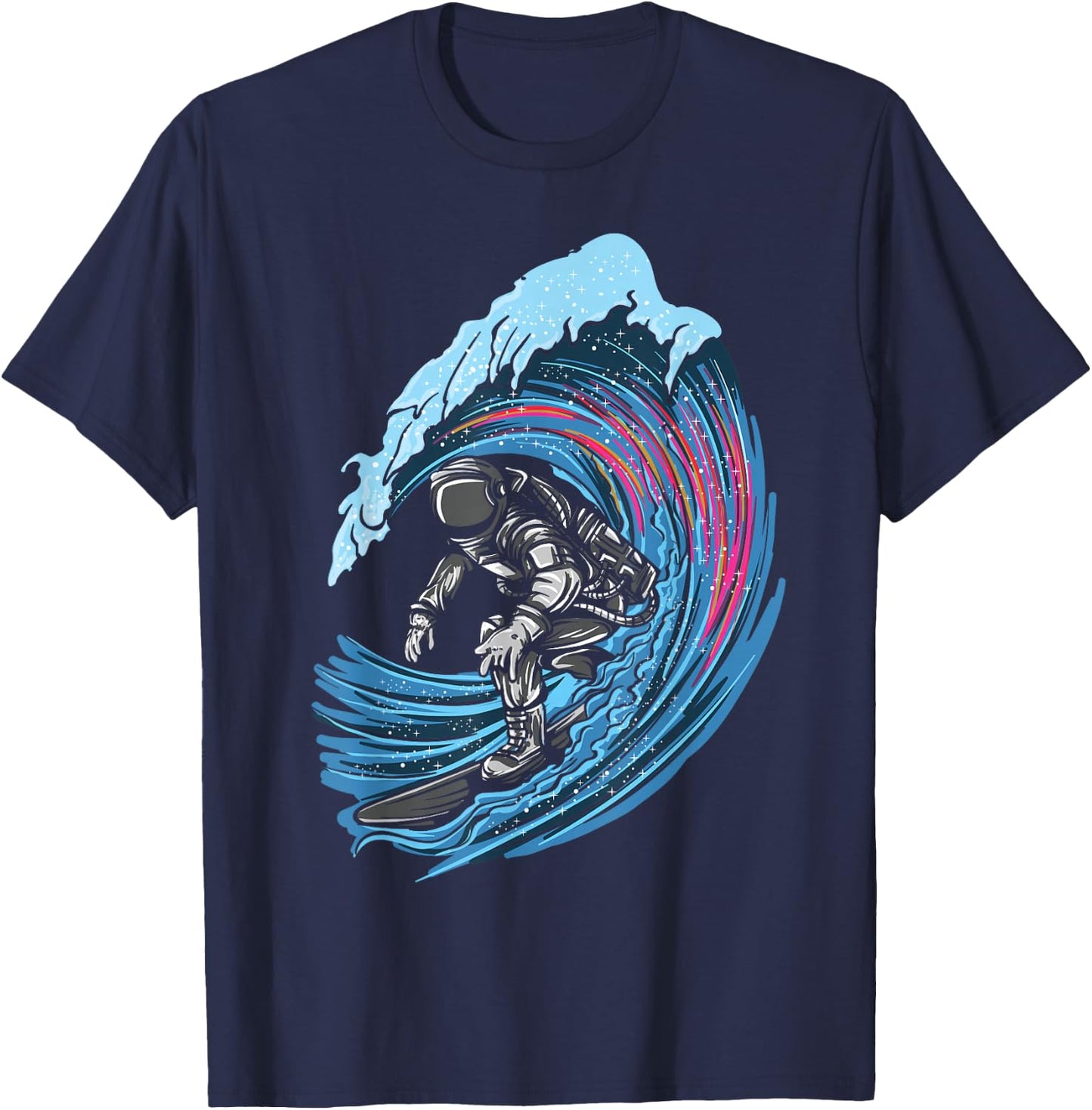 Astronaut in Space Surfer Surfing Beach Artsy T-Shirt - T-Shirt | Navy
