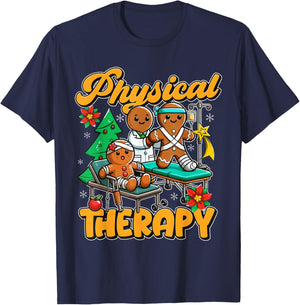 Physical Therapy Gingerbread Christmas Fun T-Shirt - T-Shirt | Navy