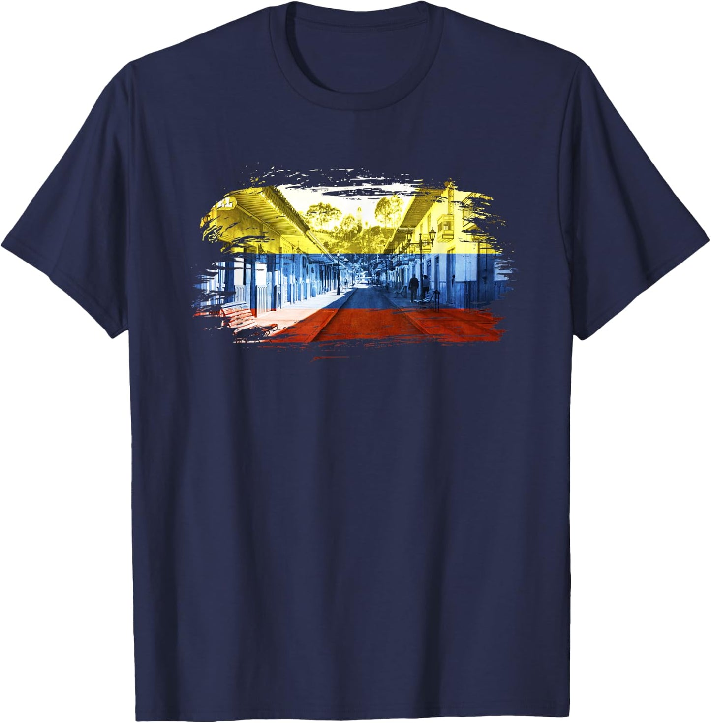 Colombian Flag with Colombian Art Gift Paisa Medellin T-Shirt - T-Shirt | Navy