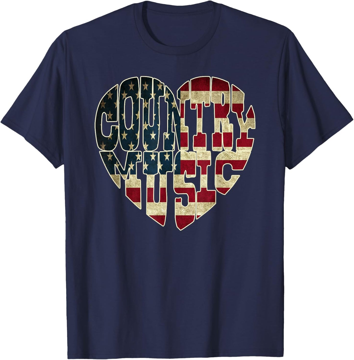 I Love America Country Music Patriotic Shirt USA Flag Kids Men T-Shirt - T-Shirt | Navy