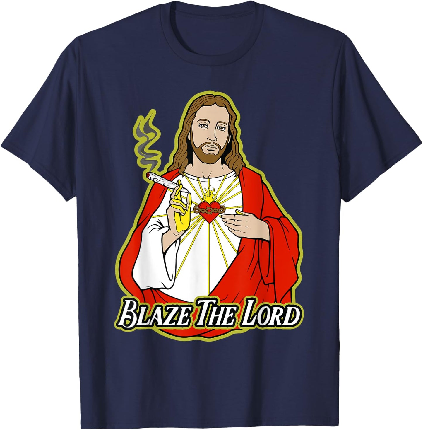 Marijuana Lord Jesus 420 Getting High T-Shirt - T-Shirt | Navy
