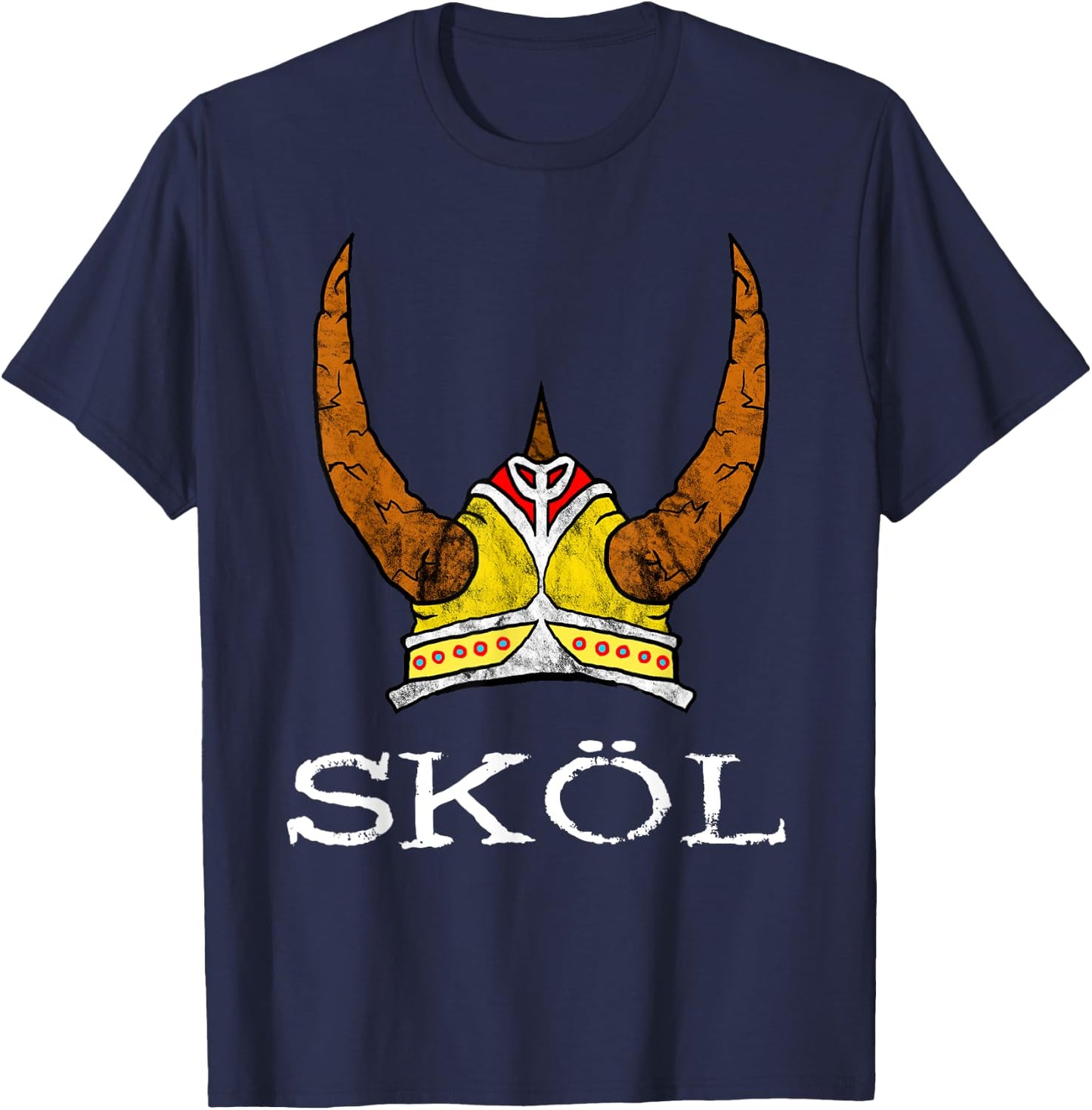 Nordic Viking Warrior Norwegian Northman Gifts Skol Viking Helmet Nordic Horned Helmet Norse Mythology Adult Black Medium T-Shirt - T-Shirt | Navy