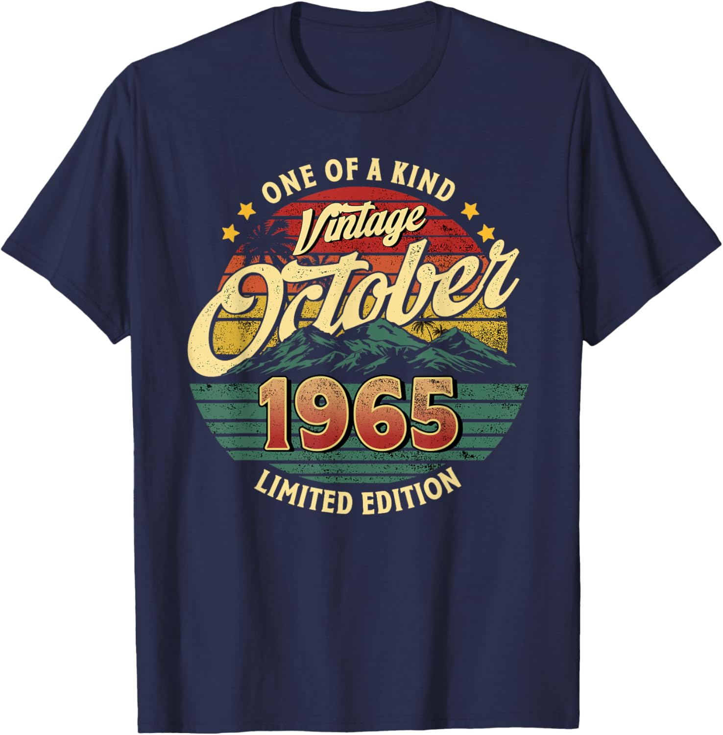 Vintage Birthday Gift Vintage October 1965 Men Women T-Shirt - T-Shirt | Navy