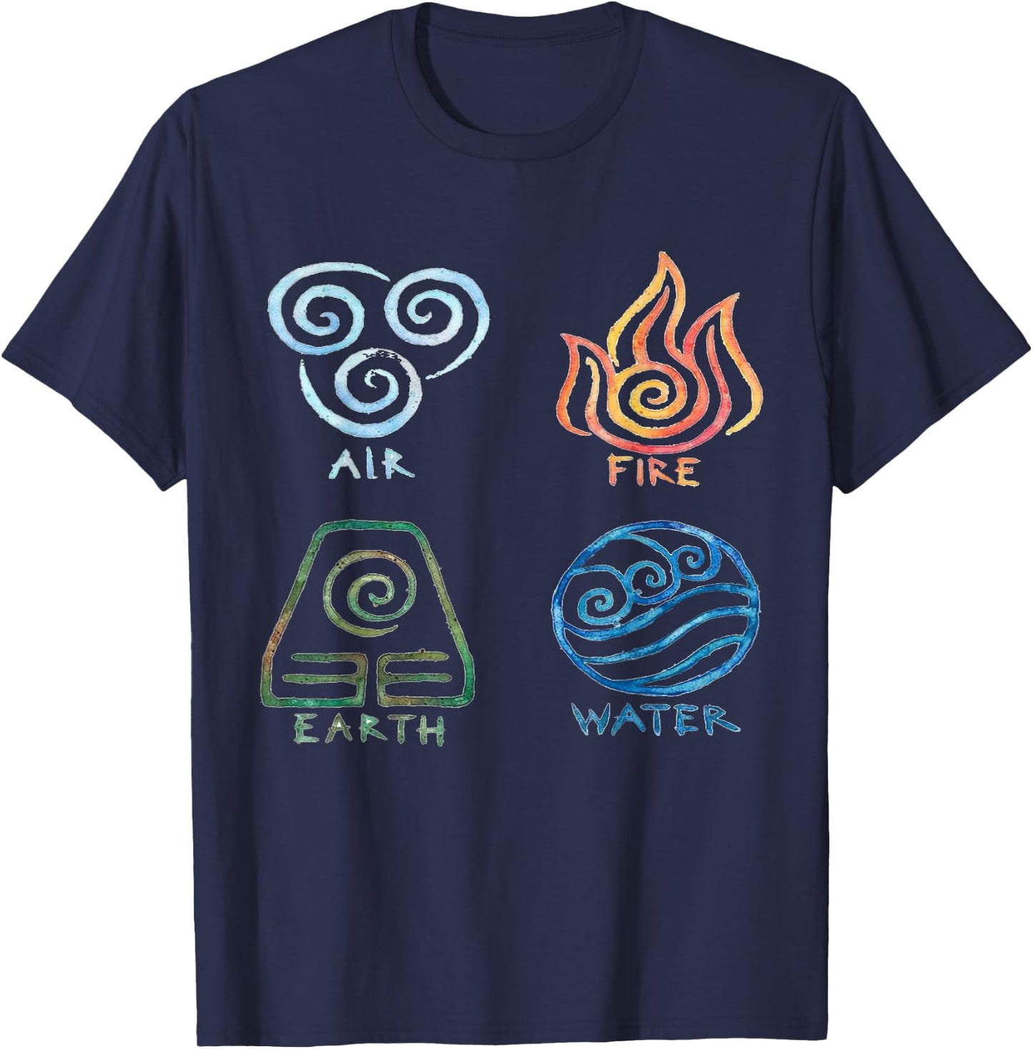 Vintage Graphic Funny Air Fire Water Earth Classic Logo T-Shirt - T-Shirt | Navy