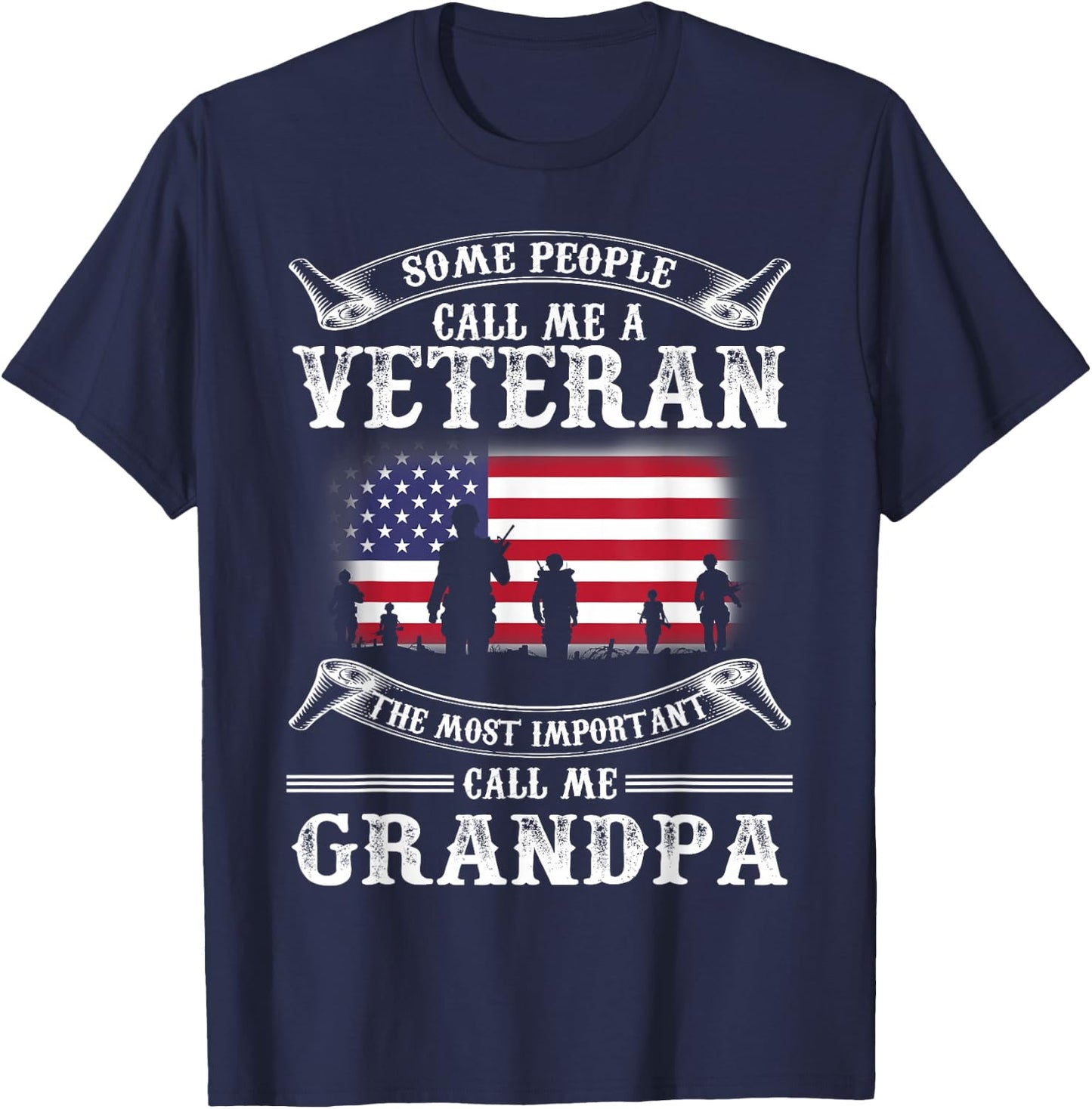 Proud Army Veteran Grandpa Fathers Day 2021 Shirt Gifts T-Shirt - T-Shirt | Navy
