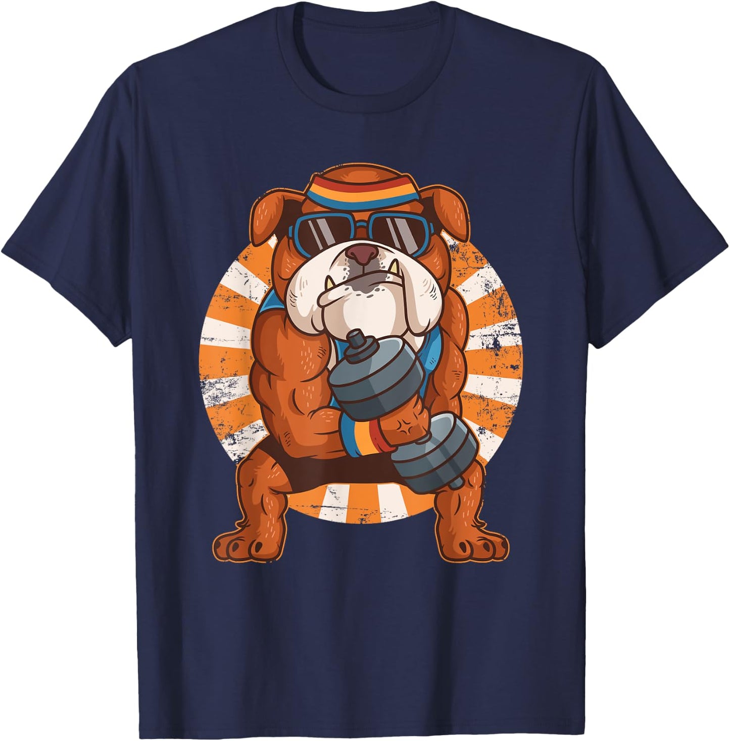 Bulldog Weight Lifting Workout Gym Training Dog Lovers Women Kids T-Shirt - T-Shirt | Navy