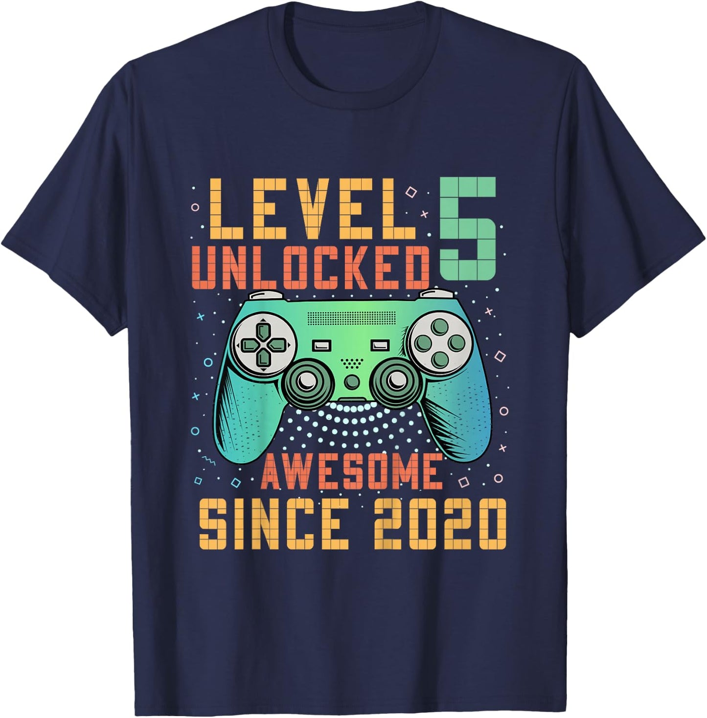 Kids Level 5 Unlocked 5th Birthday 5 Year Old Boy Gifts Gaming T-Shirt - T-Shirt | Navy